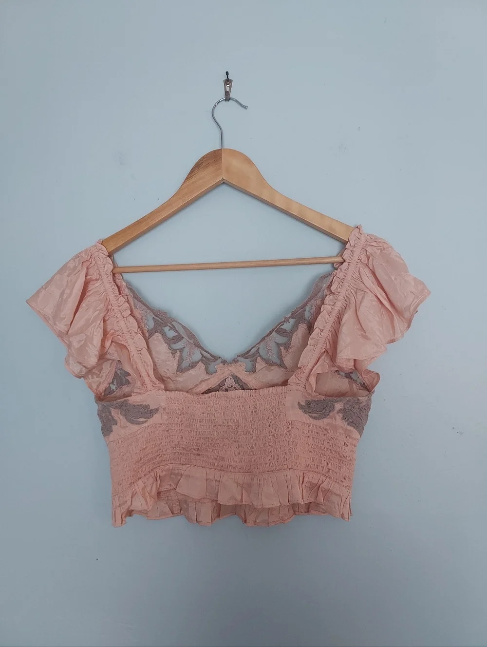 Free People Revolve Say It Again Silky Blush Cropped Top Size Medium